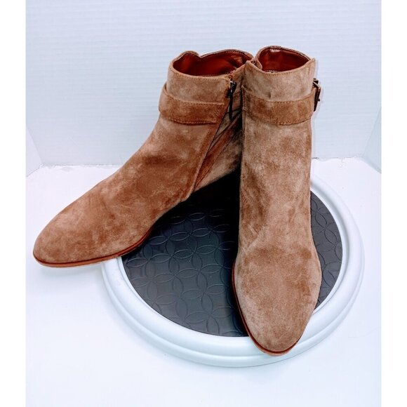 Michael Kors Suede Ankle Boots With Buckle & Zip Closure - Picture 2 of 7